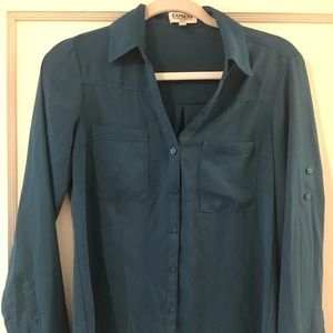Express Portofino Slim Fit Shirt- Teal